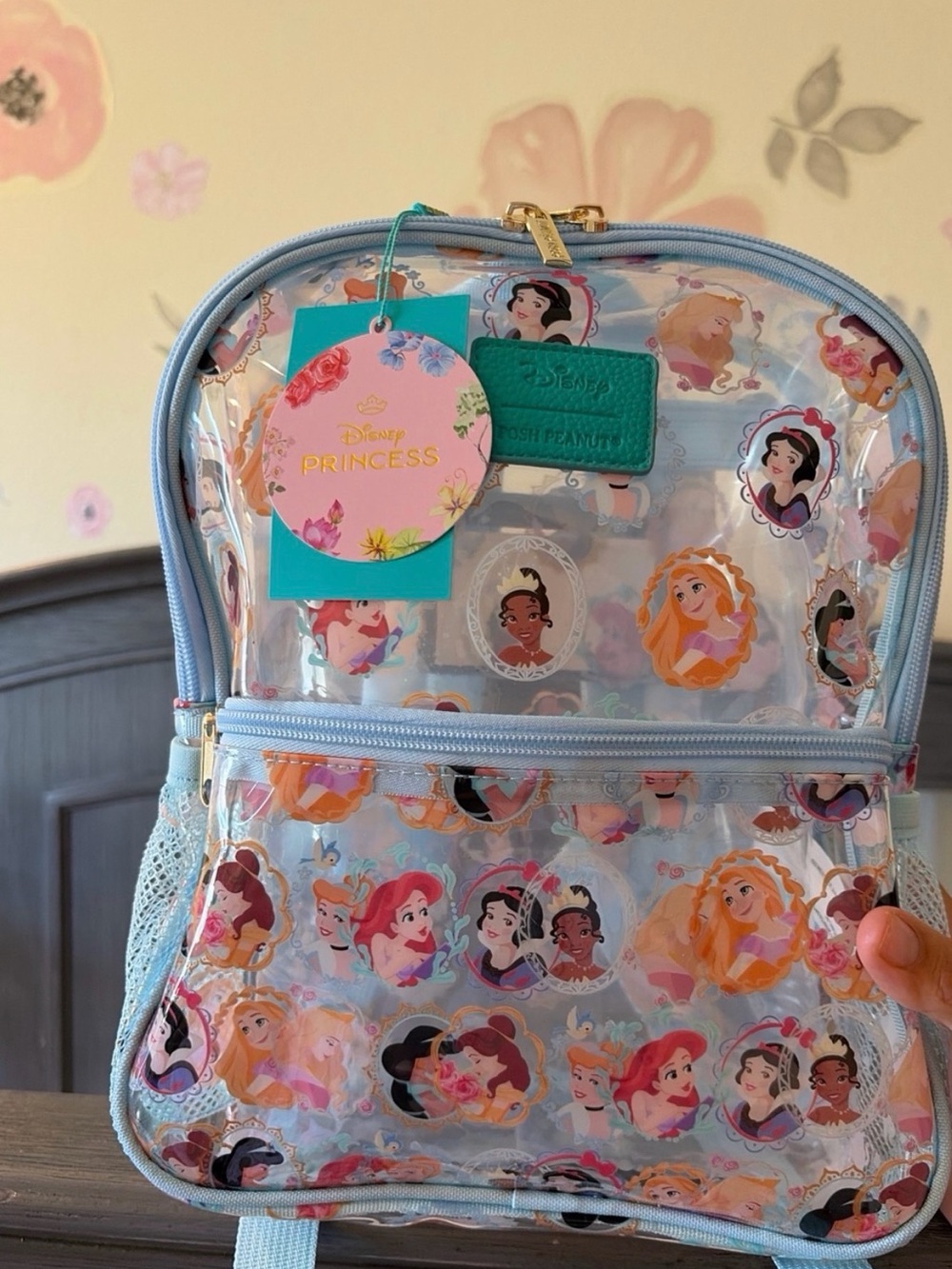 Posh Peanut Disney Princess Clear Backpack in Light Blue and Pink Accents